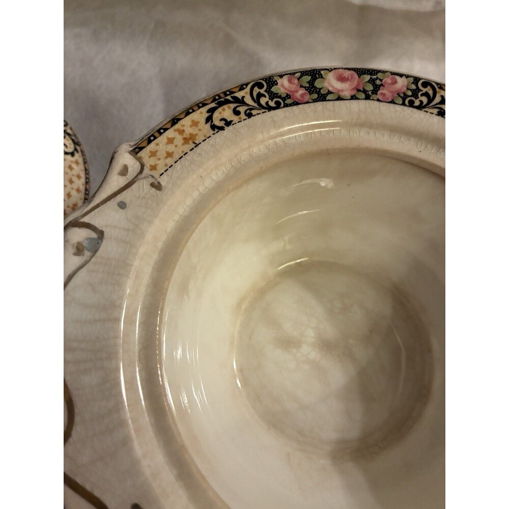 Vintage Illinois China Co Lincoln Illinois Floral Sugar Bowl & Lid USA - Picture 6 of 16